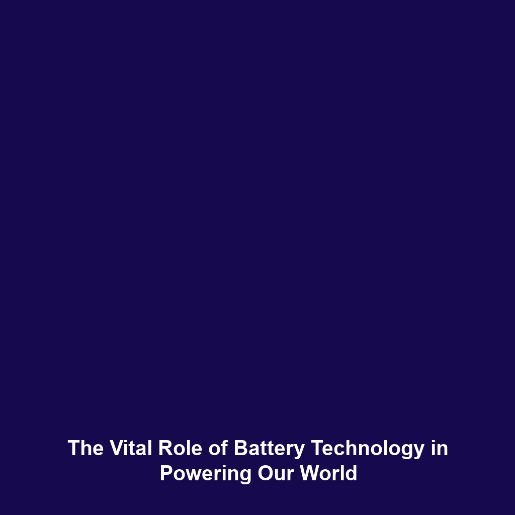 The Vital Role of Battery Technology in Powering Our World