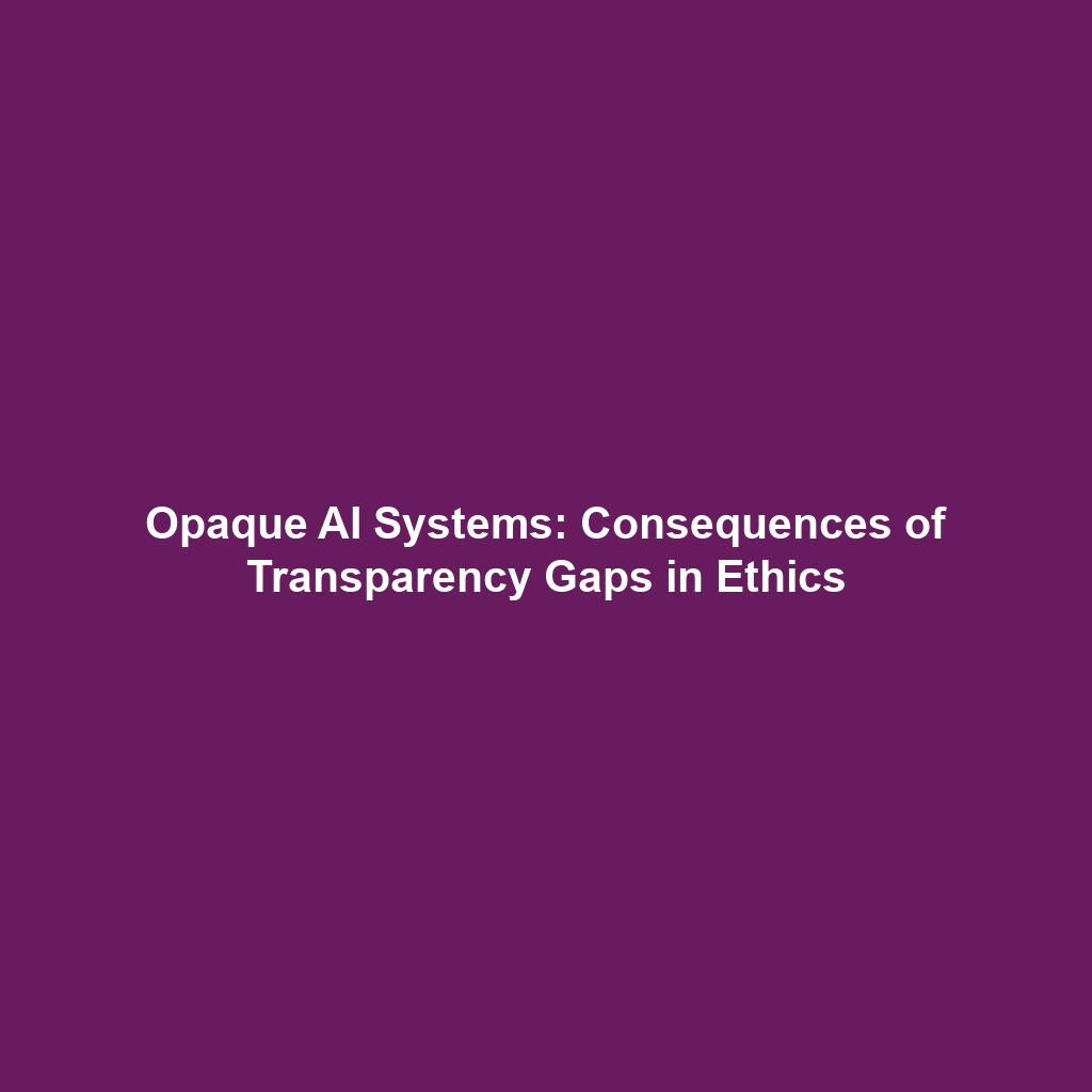 Opaque AI Systems: Consequences of Transparency Gaps in Ethics