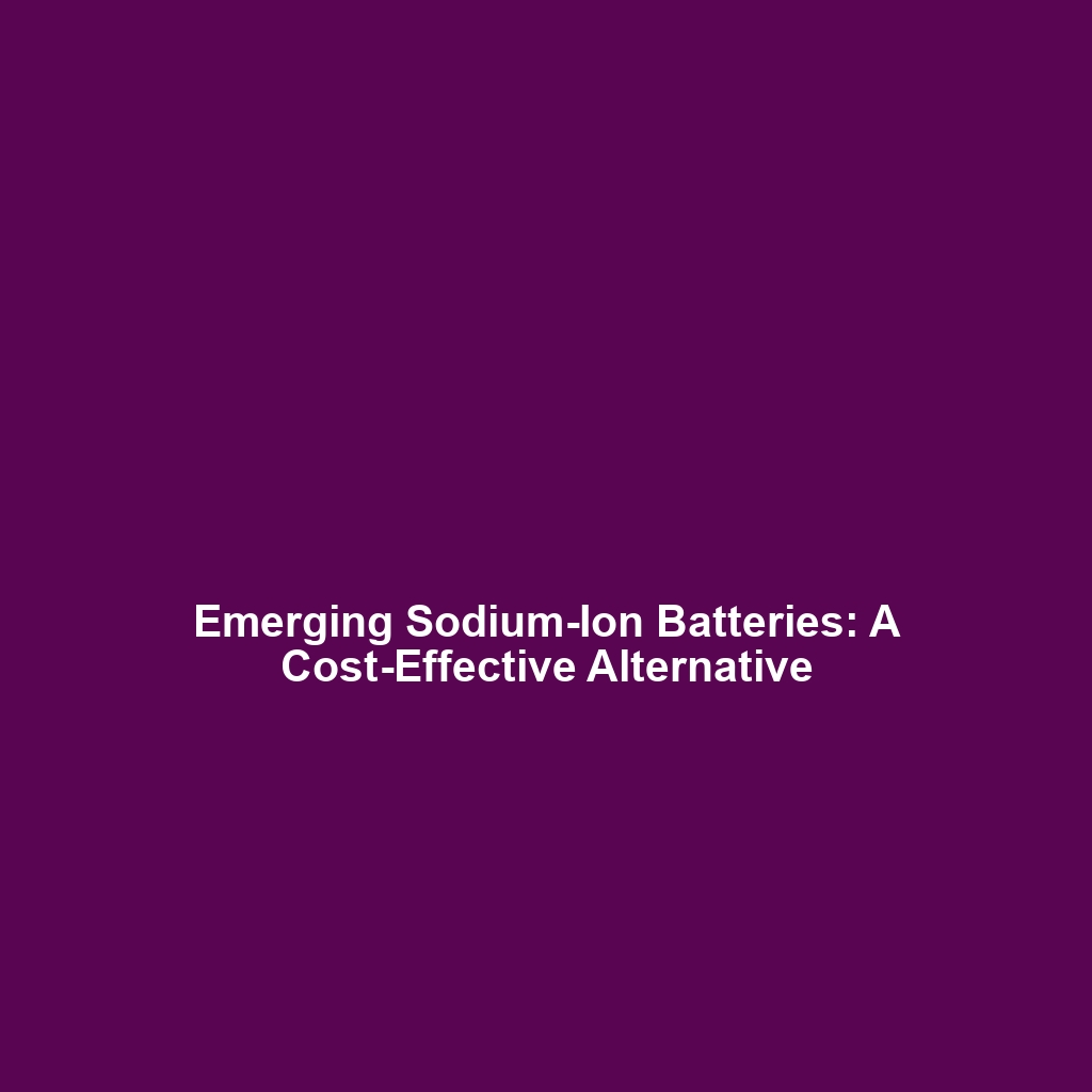 Emerging Sodium-Ion Batteries: A Cost-Effective Alternative