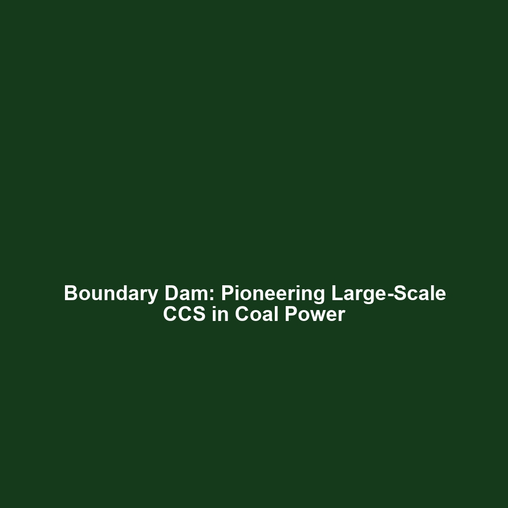 Boundary Dam: Pioneering Large-Scale CCS in Coal Power