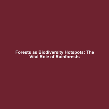 Forests as Biodiversity Hotspots: The Vital Role of Rainforests