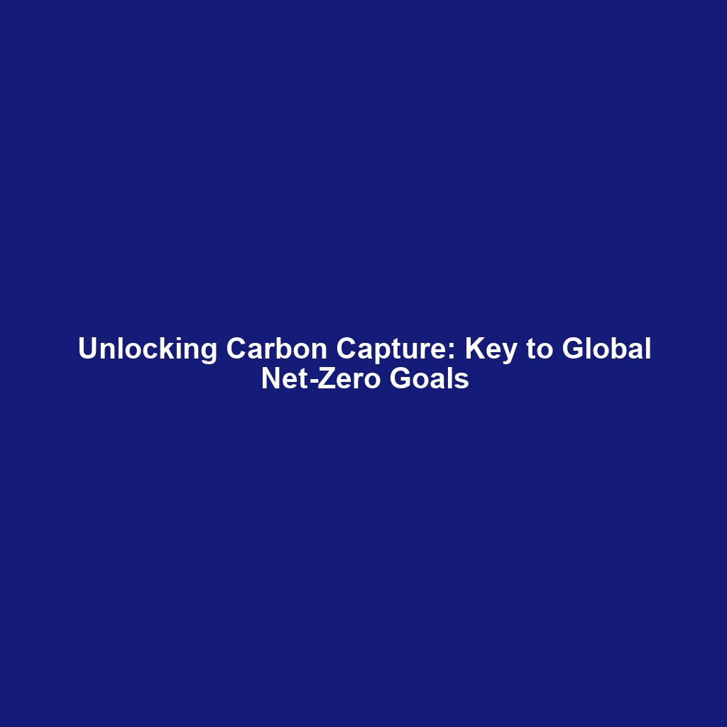 Unlocking Carbon Capture: Key to Global Net-Zero Goals