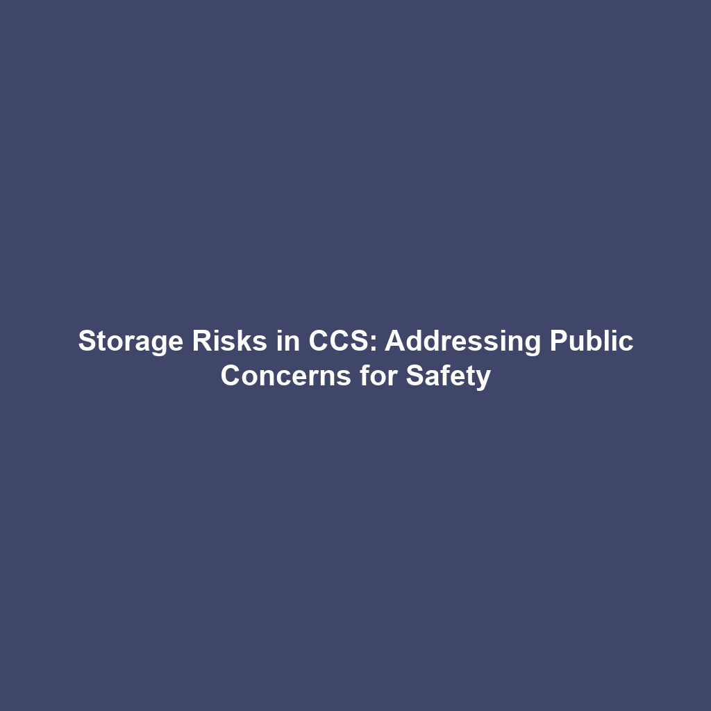 Storage Risks in CCS: Addressing Public Concerns for Safety