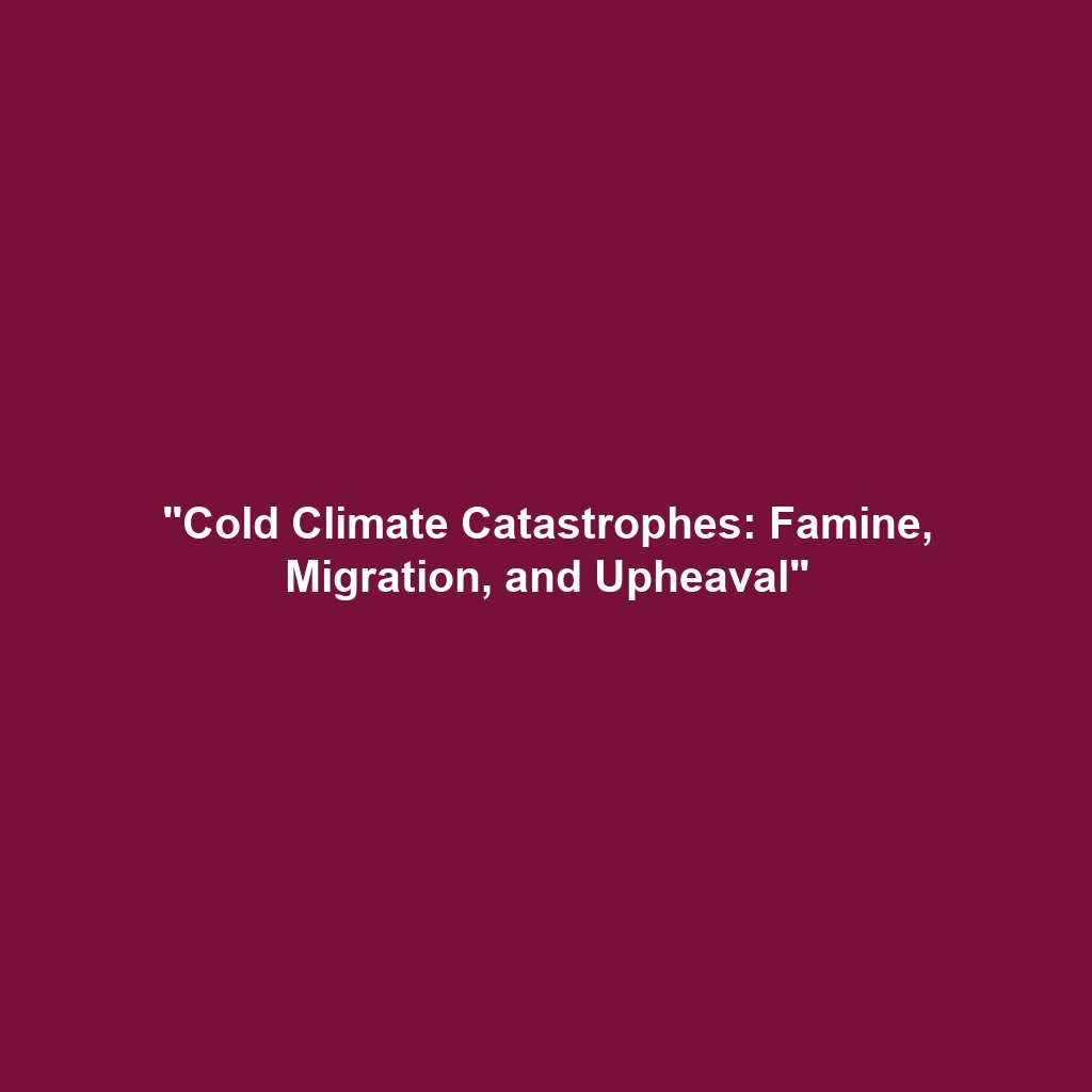 “Cold Climate Catastrophes: Famine, Migration, and Upheaval”