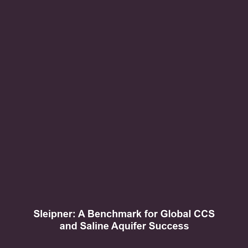 Sleipner: A Benchmark for Global CCS and Saline Aquifer Success