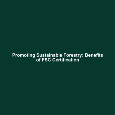 Promoting Sustainable Forestry: Benefits of FSC Certification