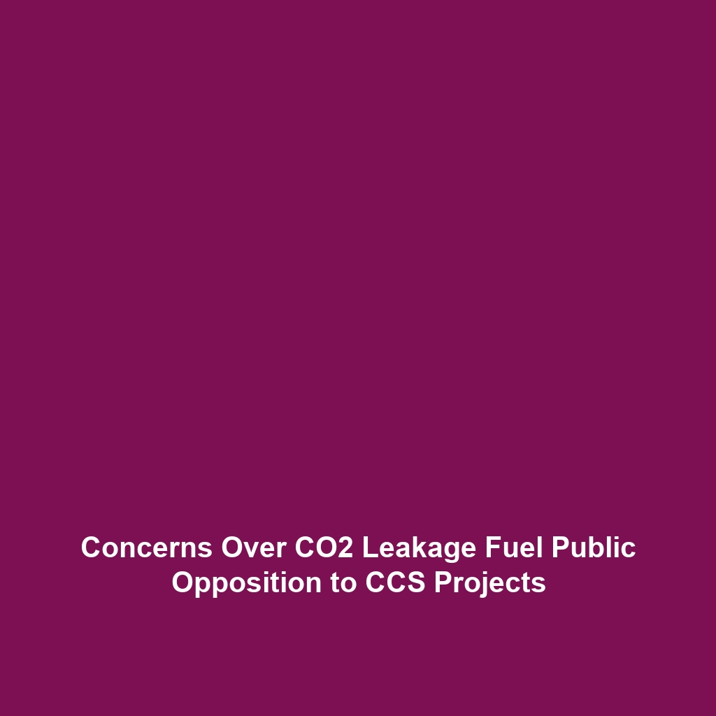 Concerns Over CO2 Leakage Fuel Public Opposition to CCS Projects