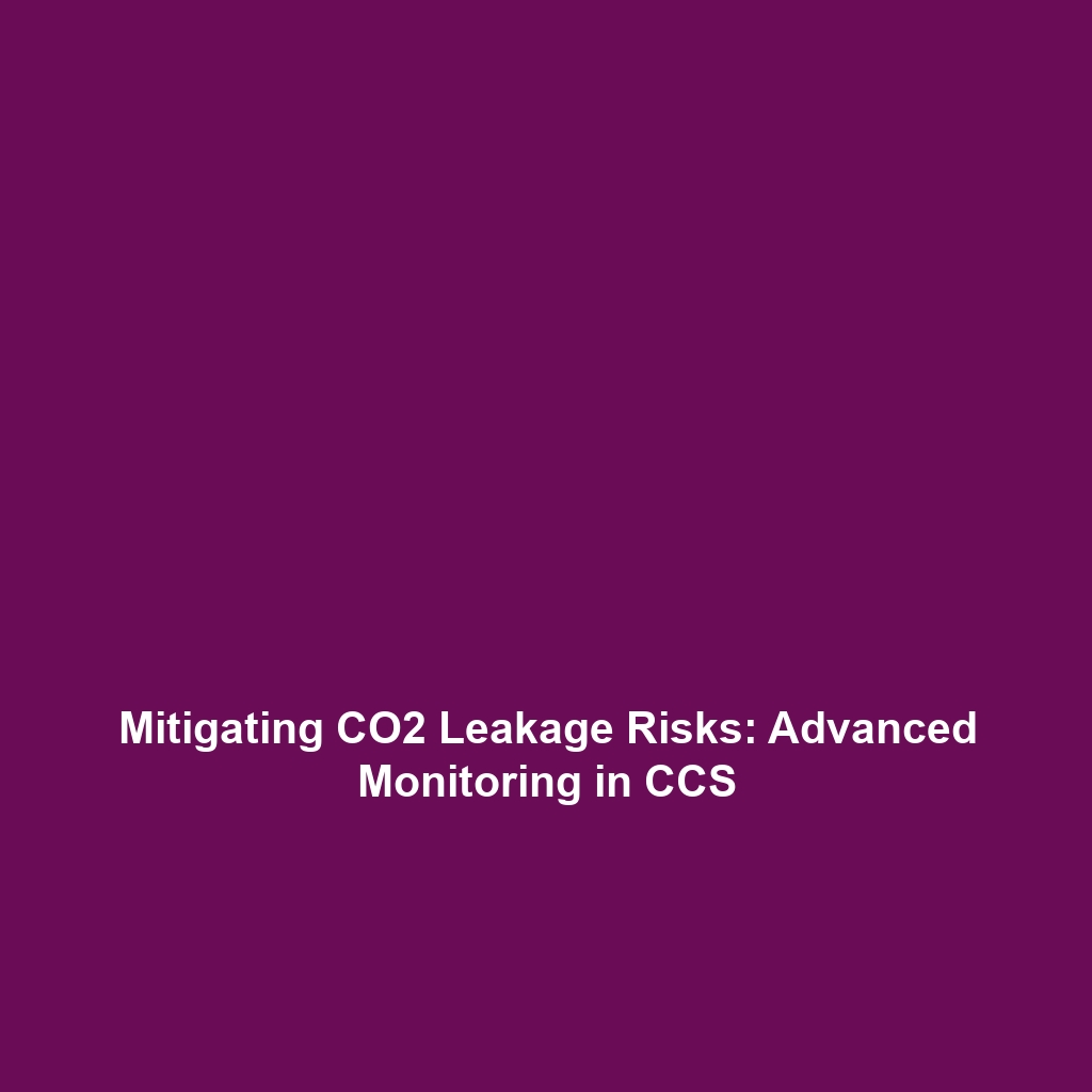 Mitigating CO2 Leakage Risks: Advanced Monitoring in CCS