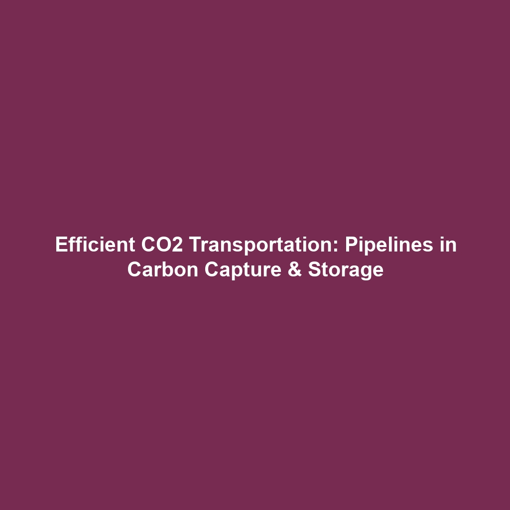 Efficient CO2 Transportation: Pipelines in Carbon Capture & Storage