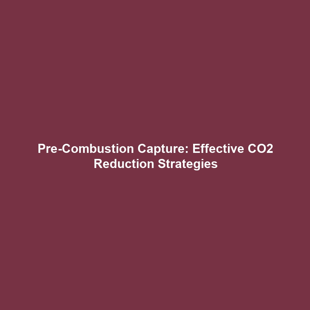 Pre-Combustion Capture: Effective CO2 Reduction Strategies