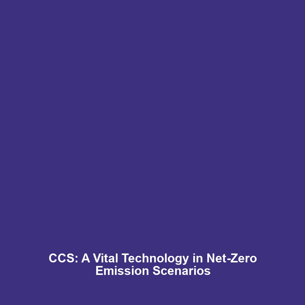 CCS: A Vital Technology in Net-Zero Emission Scenarios