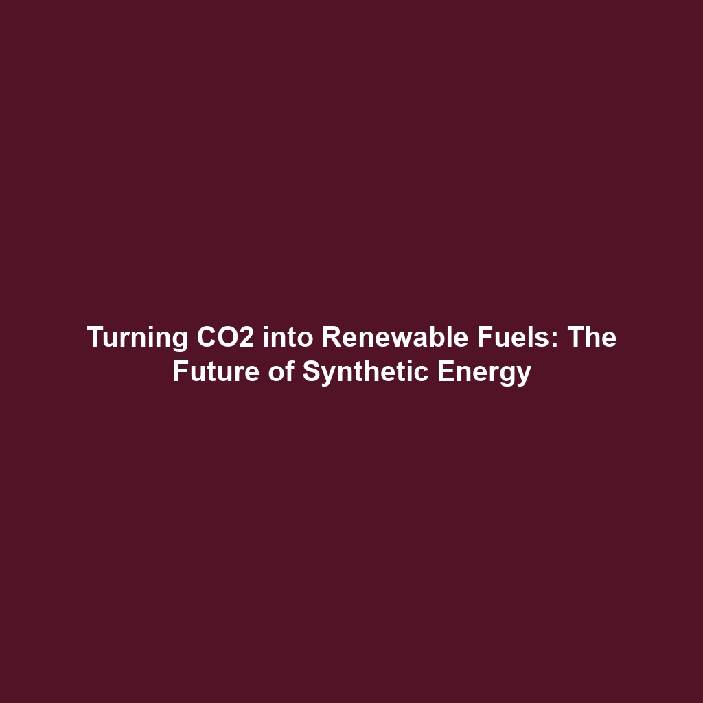 Turning CO2 into Renewable Fuels: The Future of Synthetic Energy