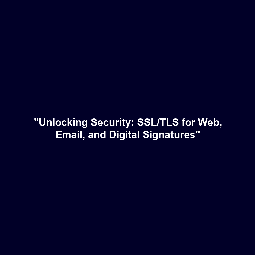 “Unlocking Security: SSL/TLS for Web, Email, and Digital Signatures”