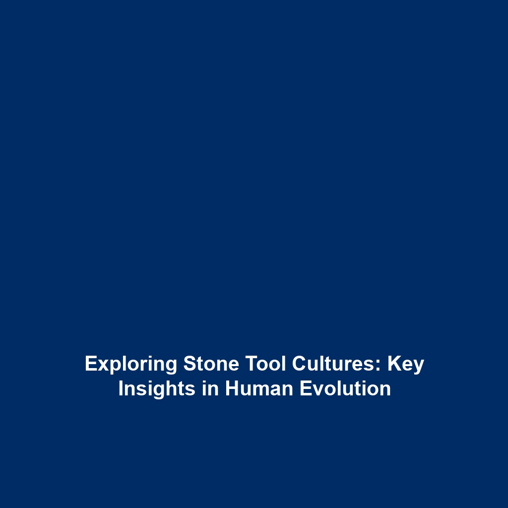 Exploring Stone Tool Cultures: Key Insights in Human Evolution