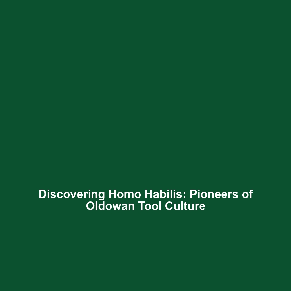 Discovering Homo Habilis: Pioneers of Oldowan Tool Culture