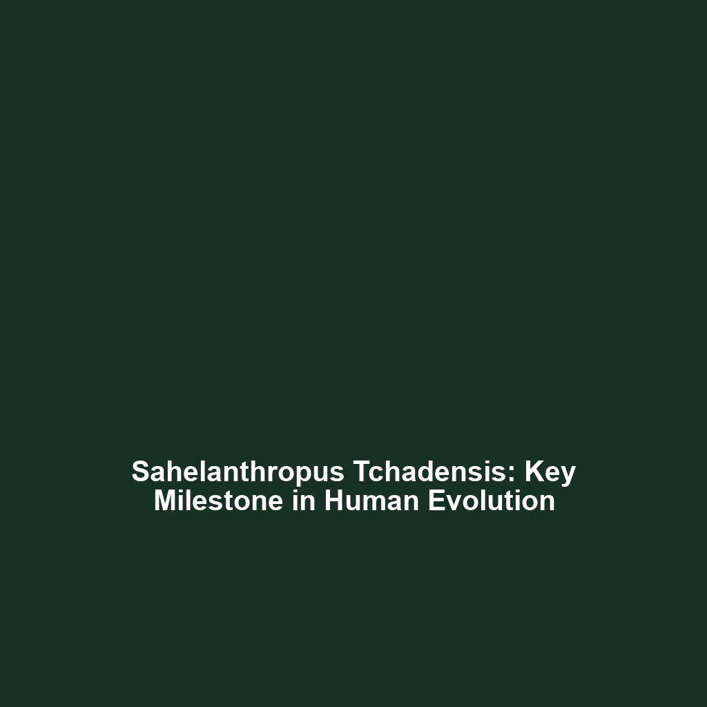 Sahelanthropus Tchadensis: Key Milestone in Human Evolution